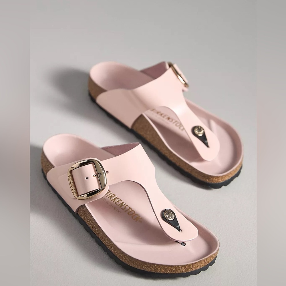 Birkenstock Gizeh Big Buckle Natural Leather Sandals -Light Pink Sz 37